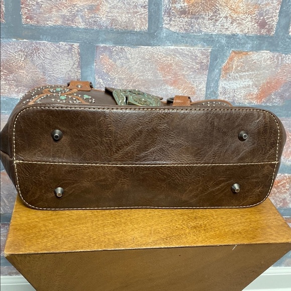 MONTANA WEST : Dark Brown Structured Tote Bag with Vegan Leather Material - Picture 14 of 15